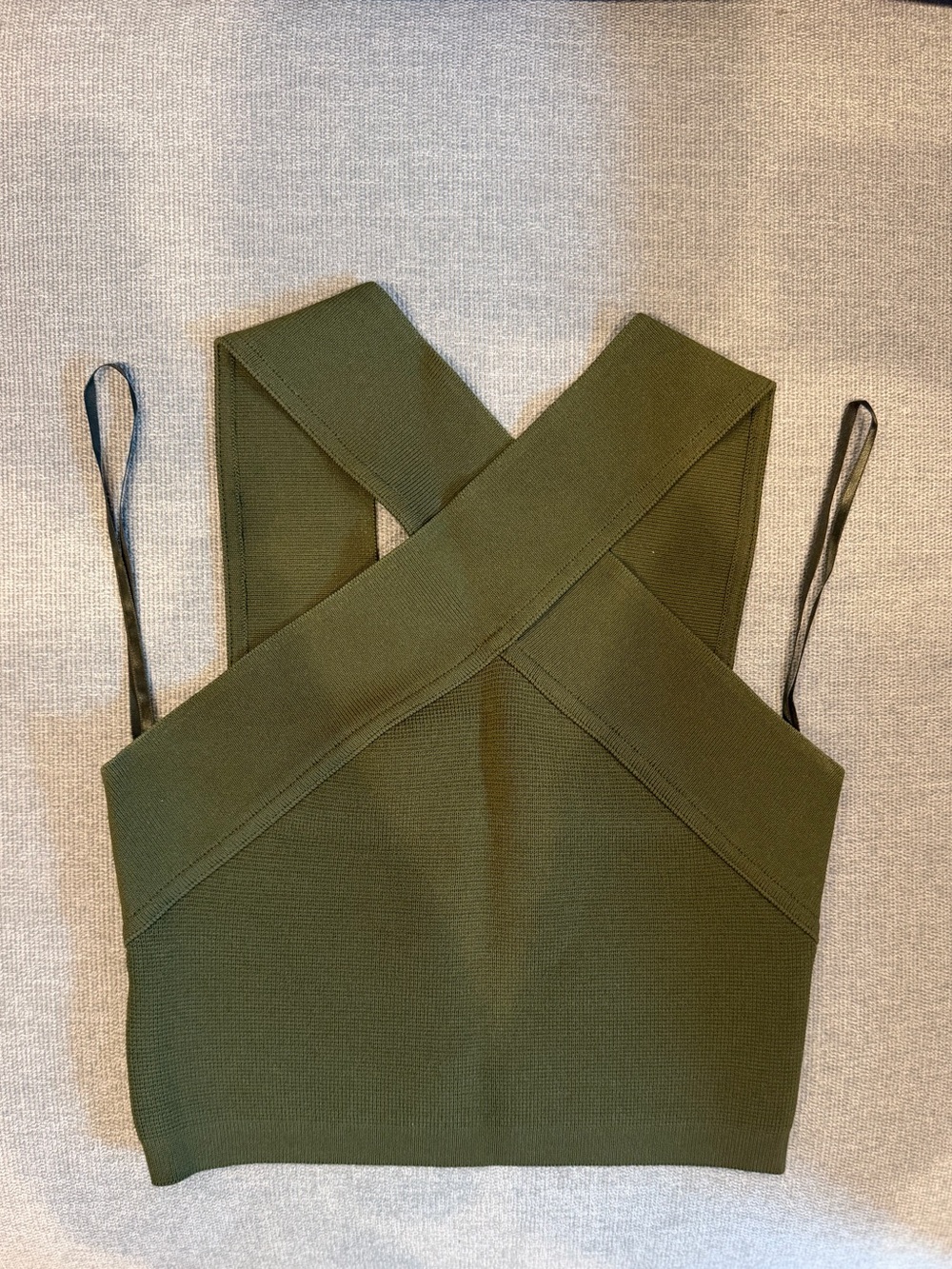 Ronny Kobo Olive Cross-Back Cropped Top